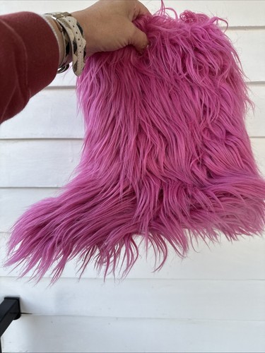 Pottery Barn Teen Fur-Riffic Faux Fur PB Teen Bootie Slippers Pink XL (US 9–10) - Picture 4 of 12