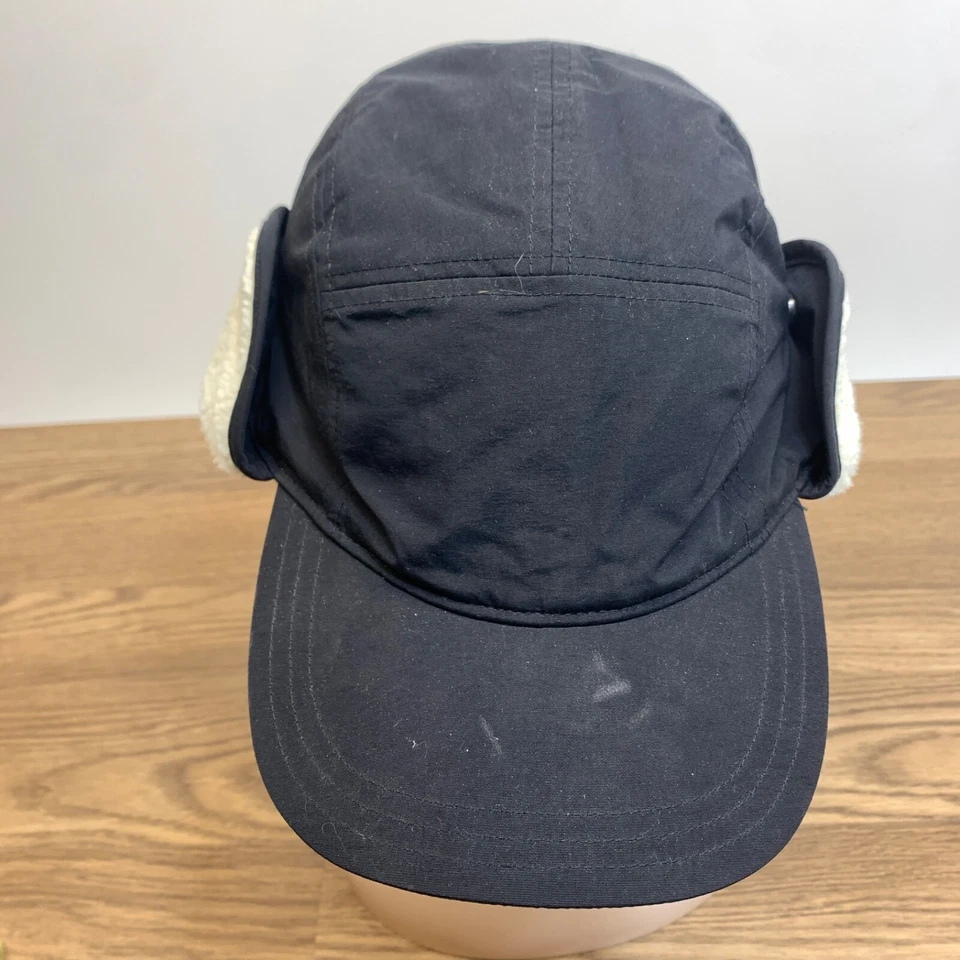 Sombrero Lands End L/XL Gorra de Invierno Trampero Negro Forro de Piel Sintética Orejeras Sombrero Squall Foto 2 de 4