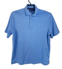 Polo Ralph Lauren Classic Men's L Short Sleeve Polo Shirt Blue Polka Dot EUC