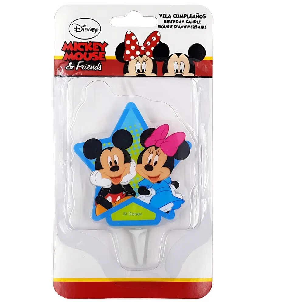 Candelina Mickey Mouse e Minnie - Topolino e Minnie Stella, 1pz.
