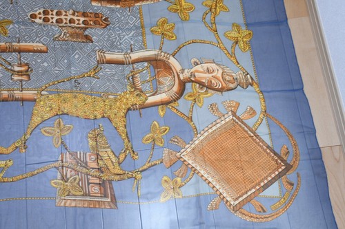 Hermes Shawl ASHANTI 140 cm Chiffon Silk mousseline turtle 56" Scarf Stole - Picture 8 of 11