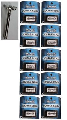 Double Edge Razor + 100 Wilkinson Double Edge Razor Blades + Eyebrow Trimmer