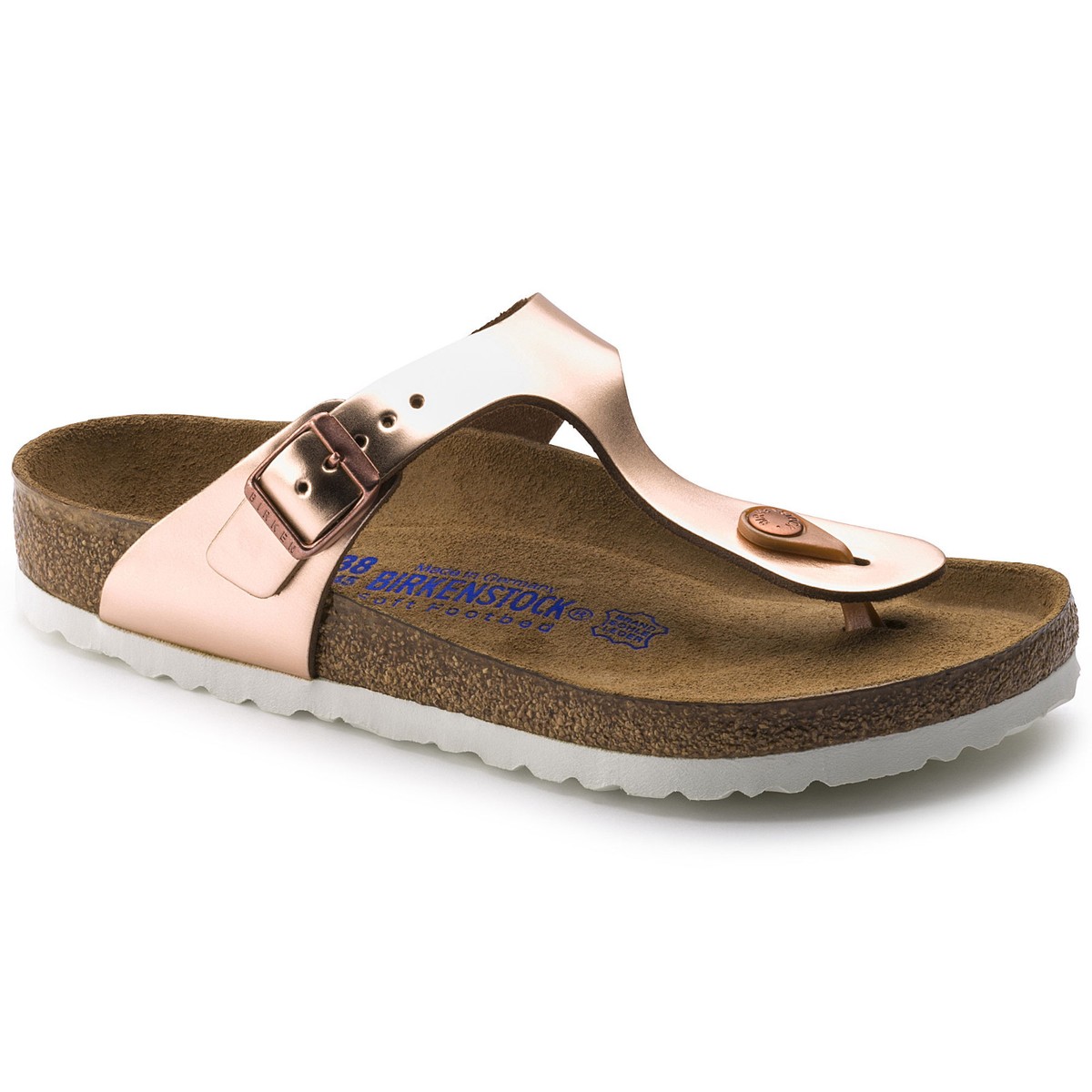 靴 BIRKENSTOCK Gizet Leather Embos 26.0 40 Birkenstock Leather GIZEH Metallic Copper SOFT FOOTBED BNIB