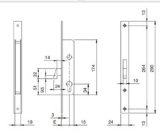 Iseo Inox Mortice Hook Lock 35mm Backset Door Lock Ref 781470350