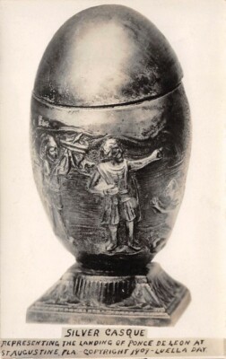 Silver Casque St Augustine Florida Ponce de Leon W J Harris Genuine Photo
