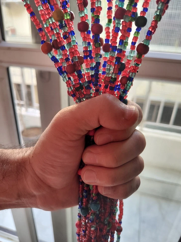 Hecho a mano con cuentas puerta cortina puerta cuentas hippie boho colorido decoración del hogar 76" Foto 4 de 4