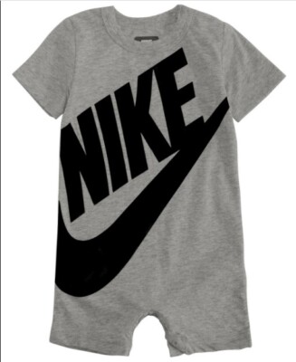 NWT Nike Baby Boy Futura Romper 12 months MSRP $20 Heather Grey
