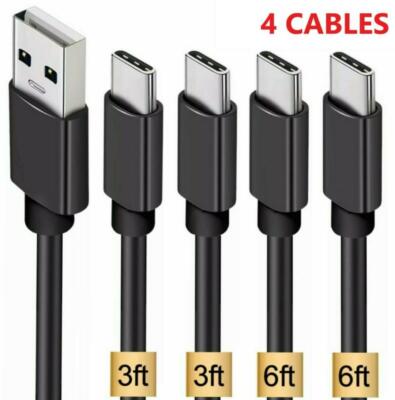 4-Pack 3FT & 6FT USB C Cable Type C Fast Charger For Samsung Galaxy A10E A20 A50