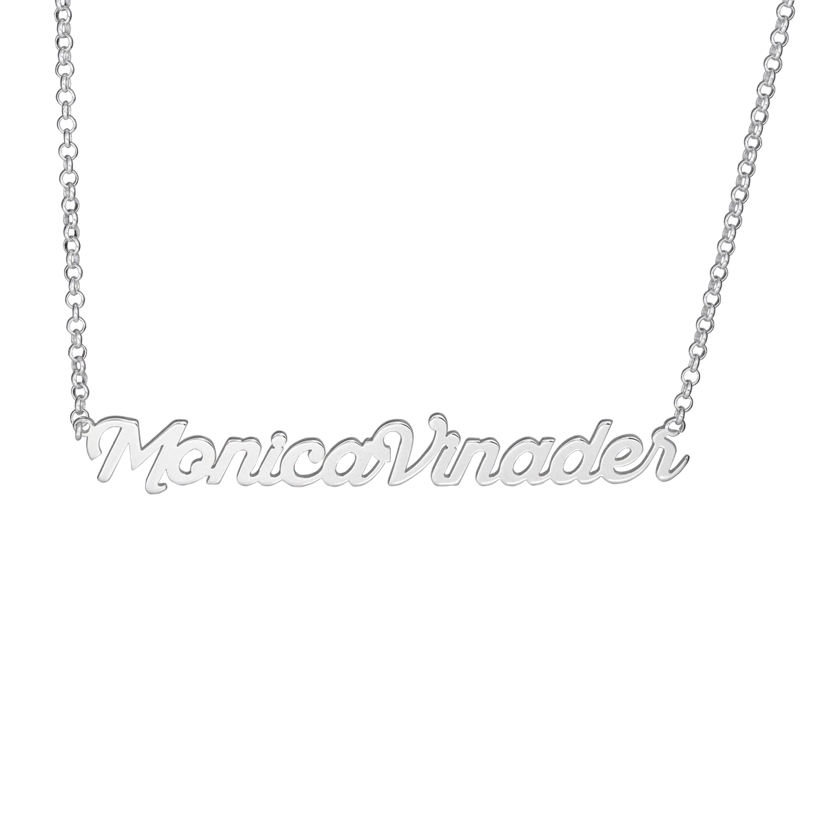 Personalised Silver Monica Vinader ANY NAME 925 Sterling Necklace