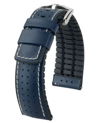 HIRSCH Uhrenarmband Tiger Leder Kautschuk Kern  Blau Schwarz  22mm  24mm 20mm