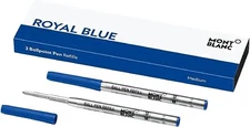 Montblanc Ballpoint Pen  Refills Royal  Blue Medium Pt 2  In Box New  128214
