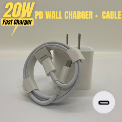 PD 20W Fast Wall Charger Power Adapter USB-C Cable For iPhone 11 12 13 14 Pro XR