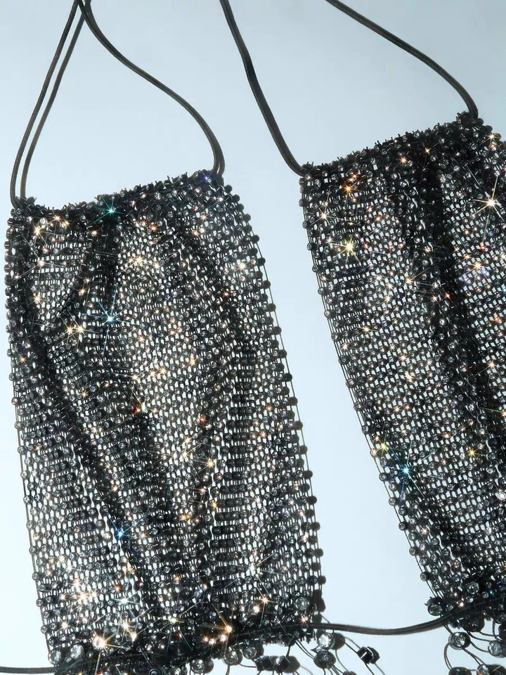 Sexy girl Halter Backless Chain mail Bikini Set Bra Skirt Flash - Image 4 of 4