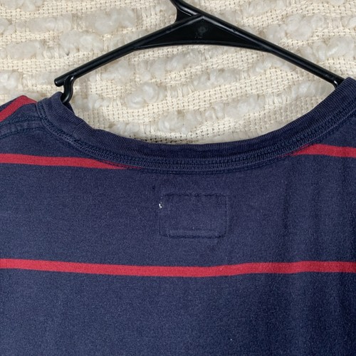 VANS MENS SMALL CREW NECK SHORT SLEEVE T SHIRT BLUE RED STRIPED POCKET SKATE - Picture 9 of 13
