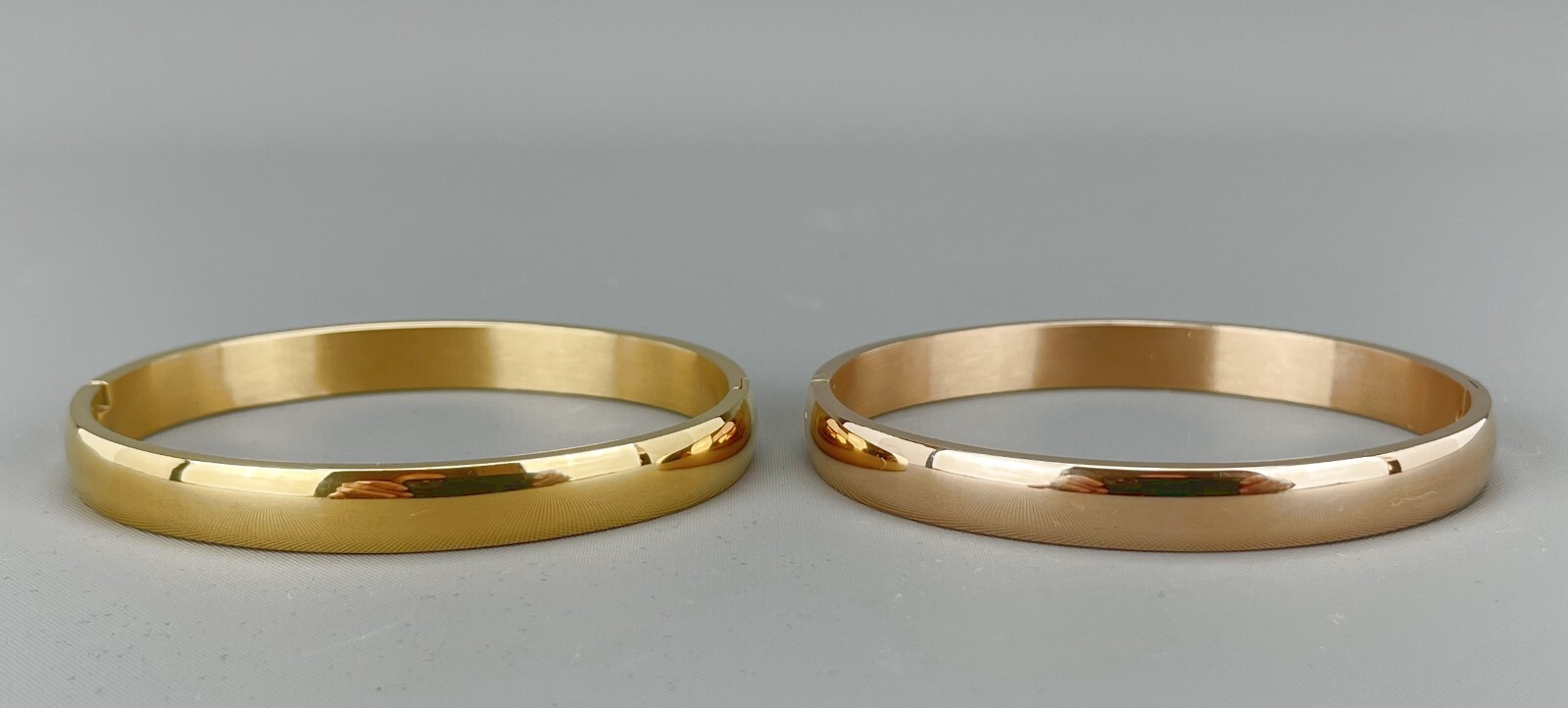 YELLOW & ROSE GOLD METAL BANGLES Hinge Open Inter… Gem