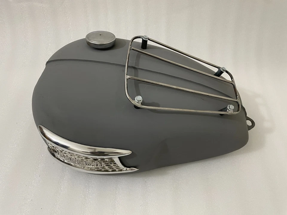Triumph T120 Bonneville 3.5 Gallon Primer Steel Petrol Tank + Parcel Rack & Cap - Изображение 2 из 4
