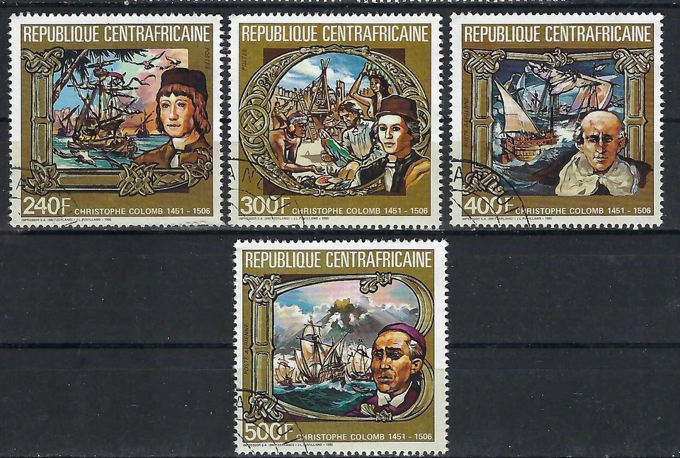 Central African Republic 1985 6v. CTO NH Celebrities Christopher Columbus - Image 3 of 3