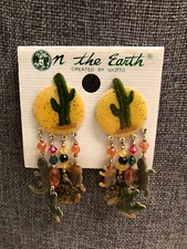 Vtg LATR "Style" Dsgn Watta/Kcfa Multi-Mix "Desert Life" Prcd/ Clip Earrings