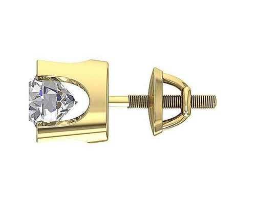 14K White Gold U Prong Set I2 I 1.70 Ct Natural Diamond Solitaire Stud Earrings - Picture 8 of 11