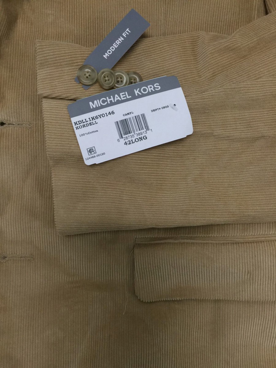 Michael Kors Men's Beige Modern-Fit Corduroy Blazer Sport Coat