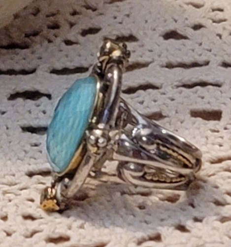 Echo Of The Dreamer Huge Reflections Of Turquoise Sterling Bronze Ring Size 7  - Picture 4 of 9