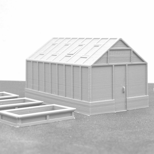 Greenhouse w/ Garden Beds (HO Scale 1:87) - Picture 2 of 2