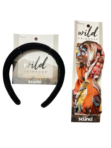 Scunci Wild Primrose Floral Headwrap & Black Headband NEW - Foto 1 di 2