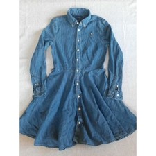 Ralph Lauren Youth 14 Chambray Button Dress Shirt Embroider Pony Logo PureCotton