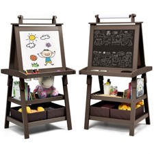 US 3 in 1 Double-Sided Storage Art Easel w/ Paint Cups for Kids Toddlers Writing