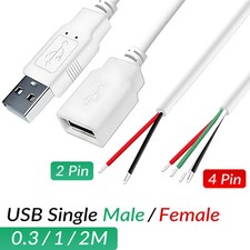 0.3 M/1M/2M USB A Type Male/Female 2/4 Pin Data Charge Cable Cord Connector DIY