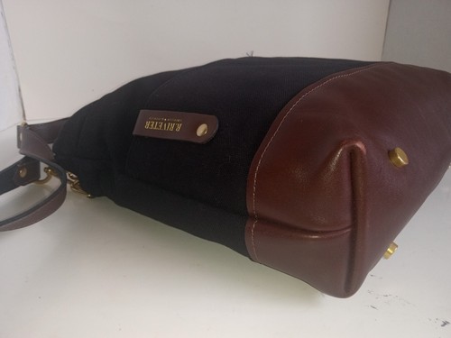 Bolso Bandolera R. RIVETER "Otto" Convertible Negro Nylon y Cuero Marrón Hecho a Mano - Imagen 14 de 19
