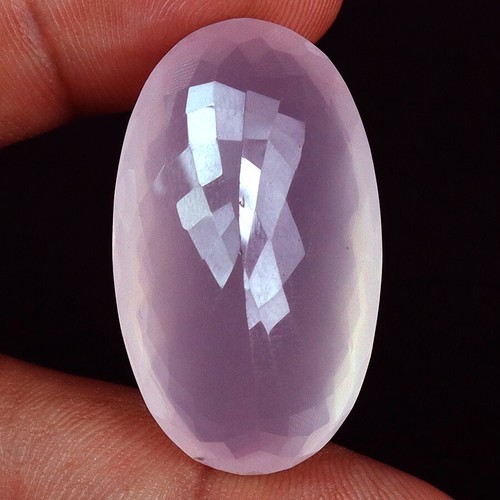 Top Jewel 57.45 Ct Natural Certified Pink Rose Quartz Oval Checker Cut Gemstone - Picture 4 of 5