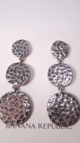 Banana Republic Women's Antique Silver Hammered Crystal Circle Link Bracelet NWT - Picture 5 of 15