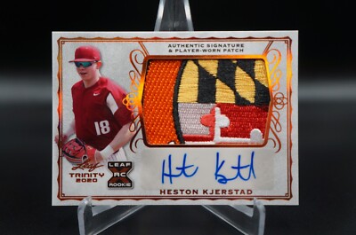 READ!!! HESTON KJERSTAD 2020 Leaf Trinity 5-Color Patch AUTO Card Orioles Rookie