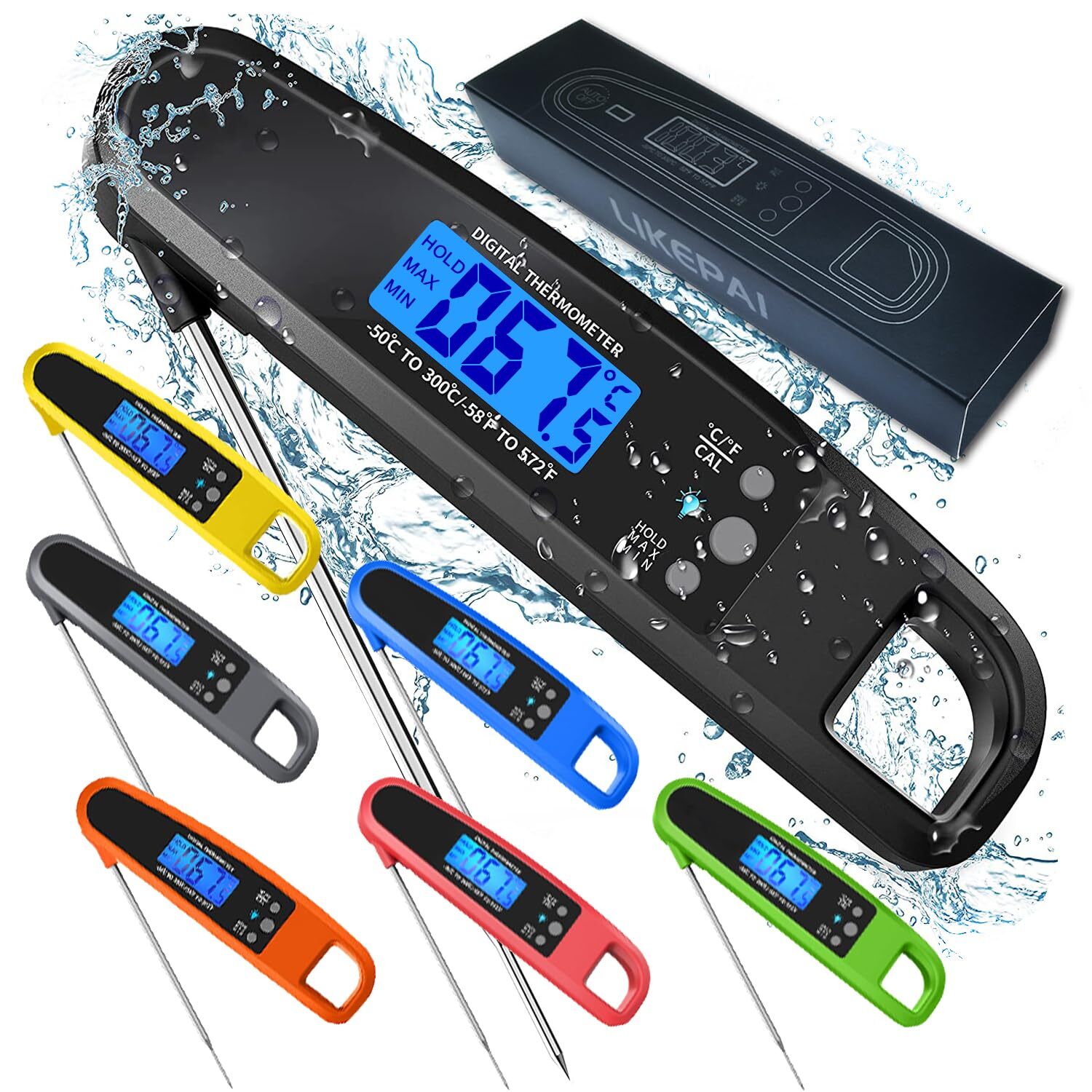 Instant Read Meat Thermometer for Kitchen Cooking, Ultra Fast Precise Waterpr...