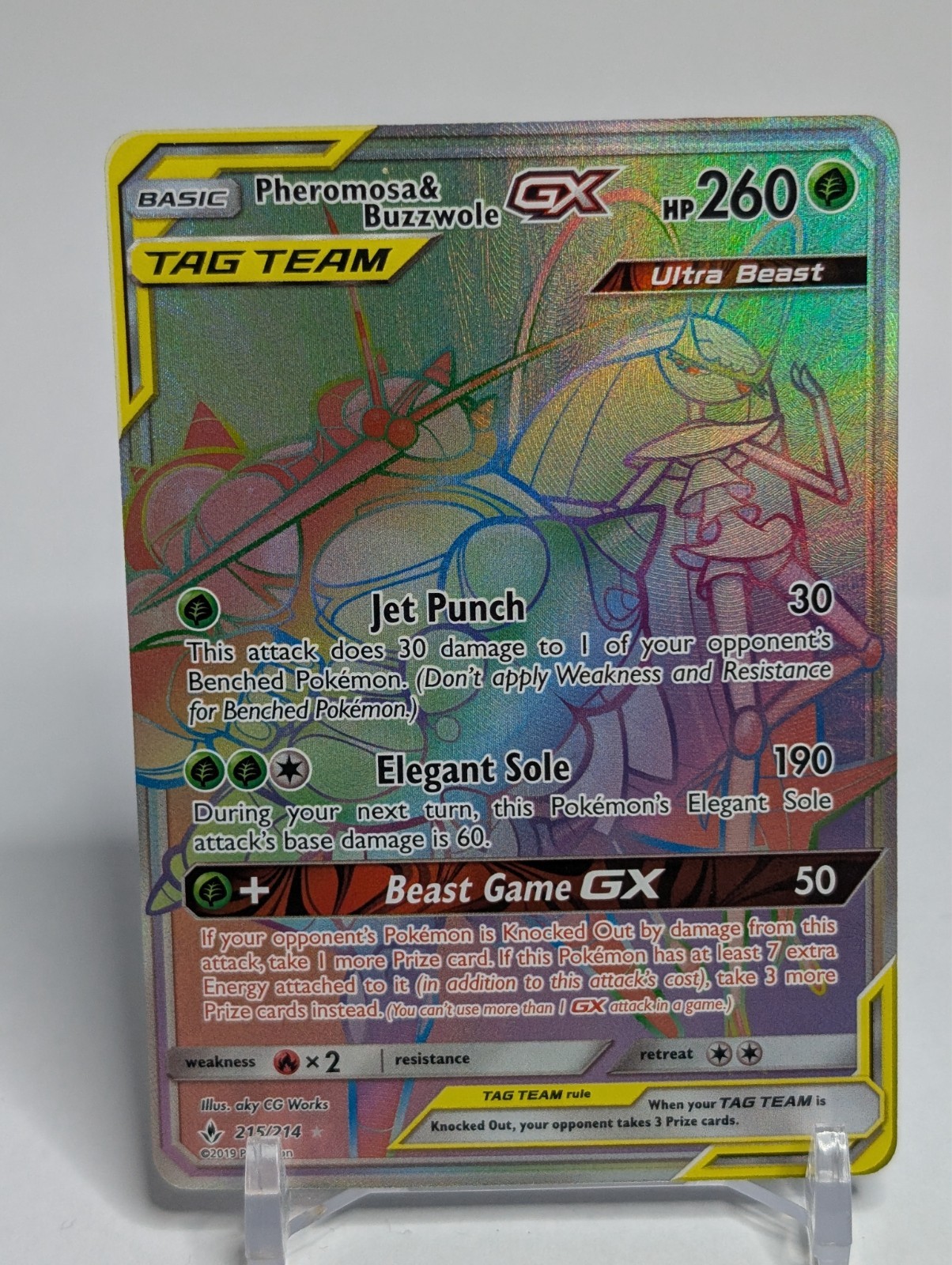 Pheromosa & Buzzwole GX - 215/214 - Pokemon Unbroken Bonds Sun & Moon Secret NM