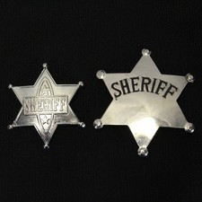 Children Sheriff Badge Silver Metal 6 Point Star Pin Western Costume Accessory