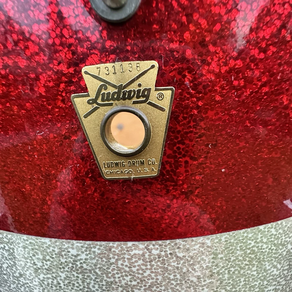 Винтажный Ludwig 15 X 13 красный серебряный блестящий марширующий малый или Tom барабан серийный 731138 - Изображение 2 из 4