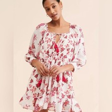 Free People Floral Mini Dress - White and Red