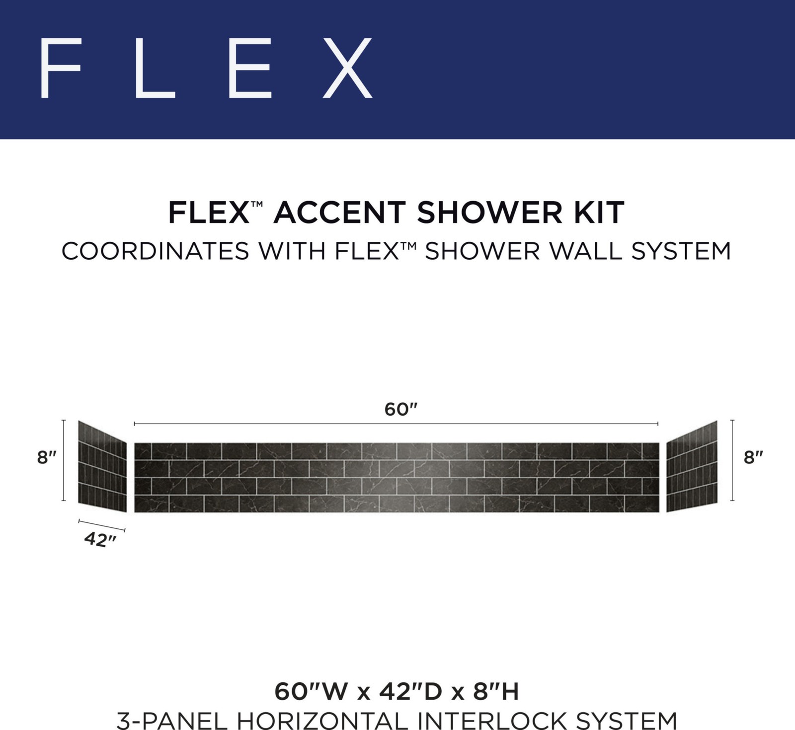 Miseno MSW-604208FLEX ReadySet FLEX 3 Piece Accent for Shower - Dark Polished