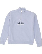 JACK WILLS Womens Graphic Zip Neck Sweatshirt Jumper UK 10 Small Purple IS09