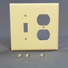 Cooper PJ18A Almond 2-Gang Mid-Size Toggle Switch Duplex Outlet Nylon Wallplate