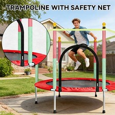 5FT 140cm Trampoline for Toddlers with Safety Net, Straight Leg Indoor Outdoor