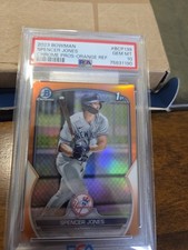 2023 Bowman Chrome SPENCER JONES 4/25 TRUE ORANGE REFRACTOR AUTO PSA 10 1st RC