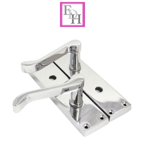 Chrome Bathroom Door Handle with Privacy Lock Set, Victorian Style Handle 1 Pair - Picture 7 of 12
