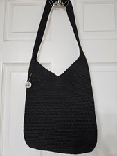 The Sak Black Crocheted Shoulder Bag Size Medium 