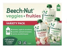 Beech Nut Stage 2 Baby Food Pouches Variety Pack 18 Pack 3.5 Oz Veggies Fruities