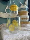 Pyrex Vintage Lemon Pitcher Carafe Juice Jug 2Qt with Yellow Glass and Lid