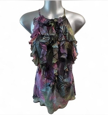 Y2K BISOU BISOU Ruffle Halter Type Top Sz M Women s 