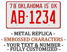 Oklahoma 1978 METAL EMBOSSED License Plate Personalized Custom Car Auto REPLICA